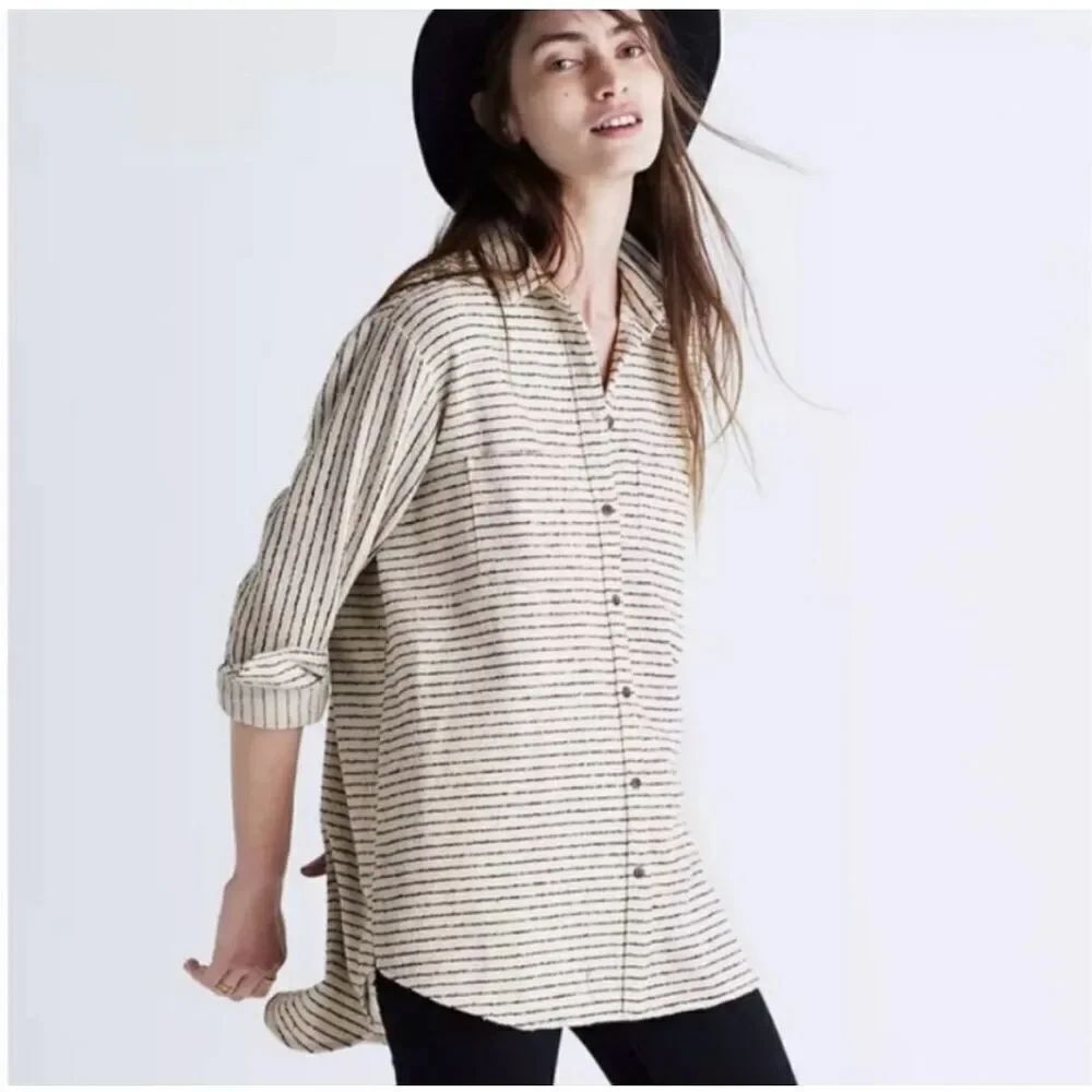 ✨Madewell Flannel Oversized Ex-Boyfriend Sz XS Shirt in Mick Striped✨